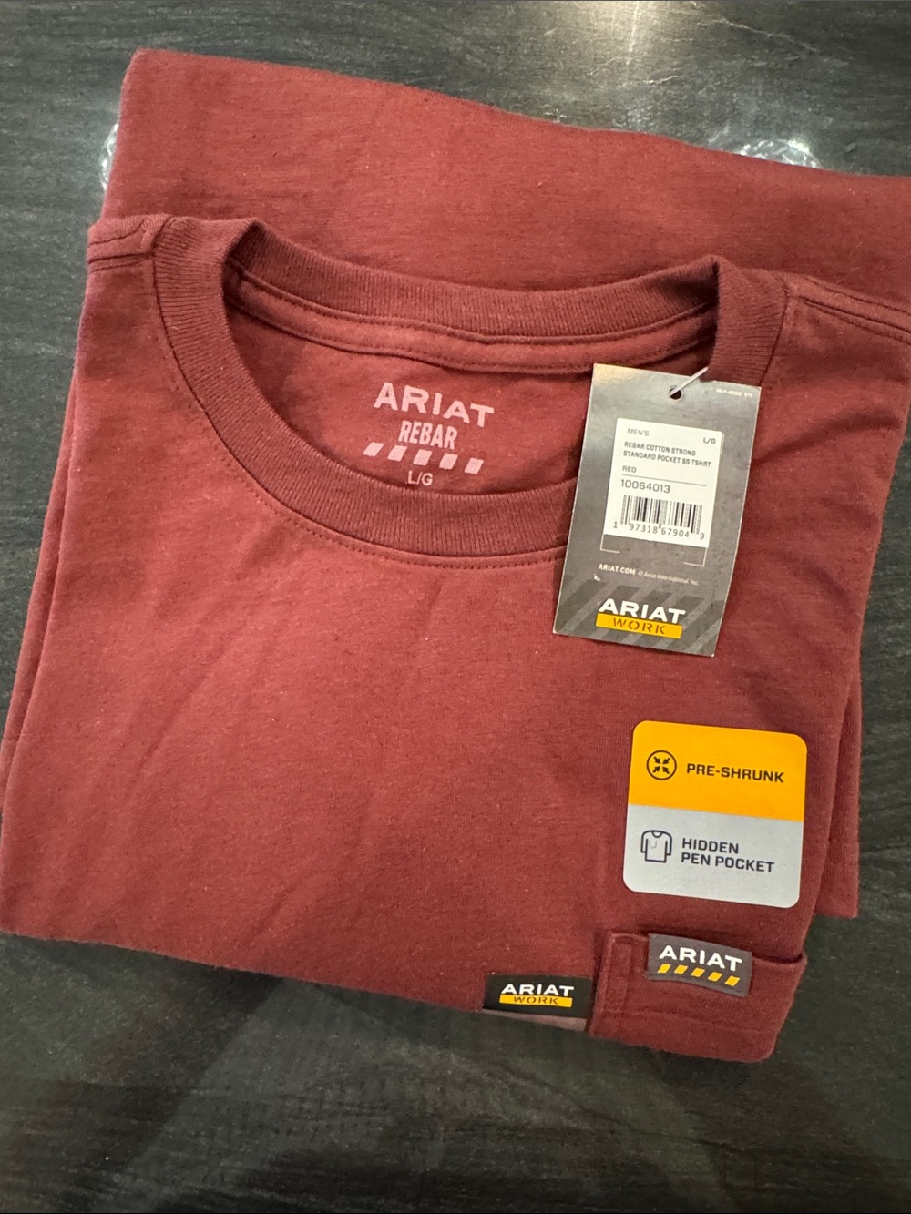 Ariat Rebar Short Sleeve Crew Tee in Brick Red